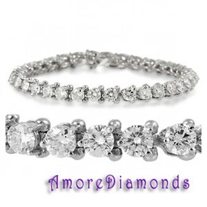 7 ct H VS round ideal diamond 3 prong martini tennis bracelet 14k white gold 8" - Picture 1 of 1