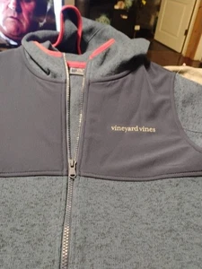 Vineyard Vines Large Hooded Jacket Blue Red Full Zip Mens - Picture 1 of 11