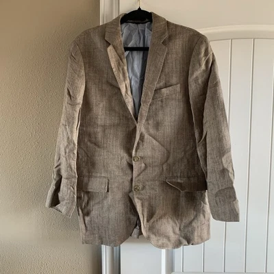 J Crew куртка 38R Ладлоу в елочку костюм пальто классический итальянский лен шелковая смесь - Изображение 1 из 4