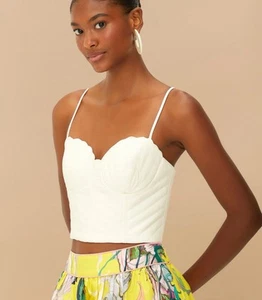 Crop top femme sans manches coquillage blanc cassé Farm Rio taille M neuf - Photo 1/5