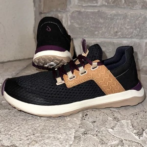 Mint Olukai Wailuku Black Mesh Leather Water Shoes Sneakers 8.5 Women - Picture 1 of 10