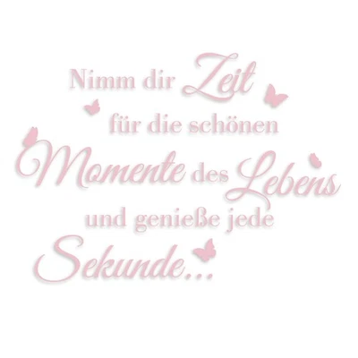 Wandtattoo Zitat Spruch: Zeit Küche Wohnzimmer Deko Aufkleber YX007 Rosa - Bild 1 von 4