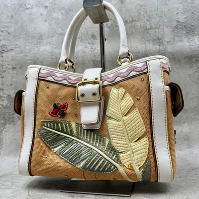 Bolso de Mano Coach Boxy Turnlock Hoja Raro 00s Y2K Coach Firma Bordado Foto 1 de 4