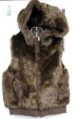 NUEVO CON ETIQUETAS 2008 Gymboree Invierno Copo de Nieve Marrón Imitación Piel Mangas Chaqueta Chaleco Capucha Cremallera S Foto 1 de 4