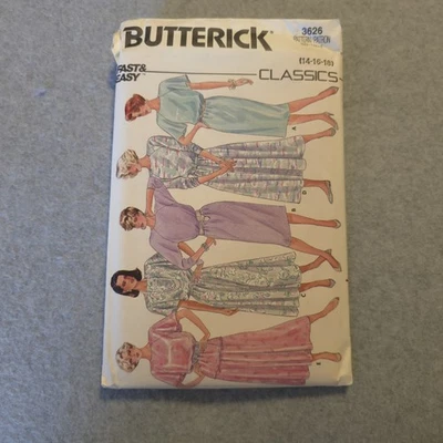 Vestido Butterick 3626 Misses patrón talla 14-16-18 SIN CORTAR vintage rápido y fácil Foto 1 de 4