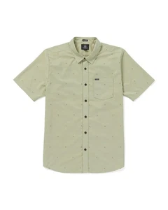 Volcom Men's Bankstone Woven Short Sleeve Button Down Shirt Green Tea, Medium - Picture 1 of 4