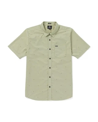 Volcom Men's Bankstone Woven Short Sleeve Button Down Shirt Green Tea, Medium - Image 1 of 4