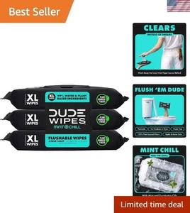 DUDE Wipes - Flushable Wipes - 3 Pack, 144 Wipes - Unscented Extra-Large Adult W - Picture 1 of 8