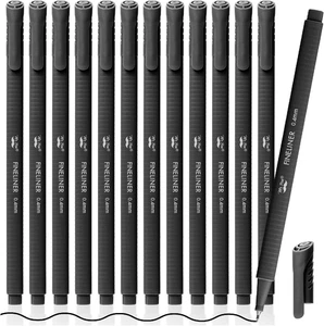 Penne Fineliner Nere Confezione 12 0,4mm Punta Fine Asciugatura Rapida Ergonomiche Scrittura Disegno - Foto 1 di 12