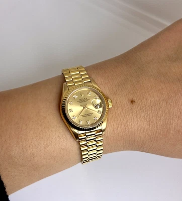 Relógio feminino Rolex 69178 ouro 18K mostrador de diamante 26 mm - Imagem 1 de 4