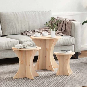 Nesting Coffee Tables Set of 3 Round Stacking Sofa Side Tables for Living Room - Picture 1 of 15