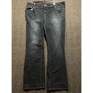 Pantalones de mezclilla para mujer Torrid talla grande 18 relajados azul oscuro mezcla de algodón cremallera lisa - Imagen 1 de 9