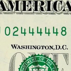 Five in a Row 4s Uncirculated 44444 UNC Fancy Serial Number Dollar Free Shipping - Bild 1 von 6