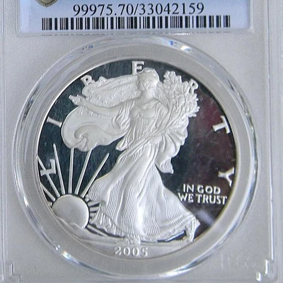 USA 2005-W $1 Silver Eagle, PCGS PR70DCAM Proof Deep Cameo, rare top grade - Image 1 of 4