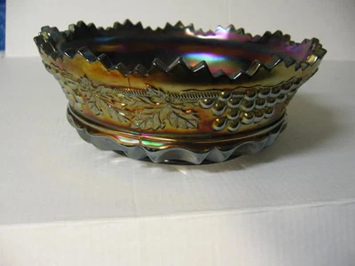vintage Northwood Amethyst Carnival Glass Grape & Cable 9" Berry master Bowl - Image 1 of 4