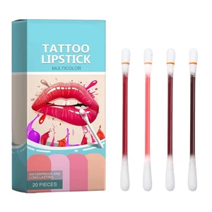 20 PCS Cotton Swab Disposable Lip Stain Tattoo Lipstick Set Waterproof Lip T - Picture 1 of 12