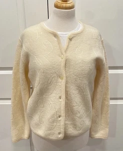 Cárdigan Suéter Pendleton Mujer Talla M Beige 100% Lana Virgen EE. UU. Oregón - Imagen 1 de 8