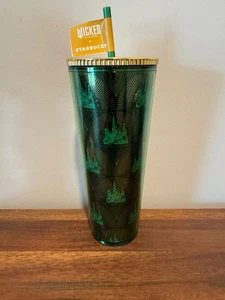 Starbucks Wicked 24 Oz Cold Cup Tumbler Elphaba Gold Green Glitter - Bild 1 von 4