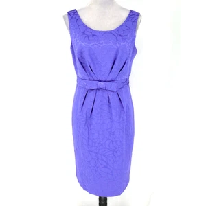 Madison Leigh Dress Womens 10 Purple Texture Back Zip Lined Waist Bow Sleeveless - Picture 1 of 13