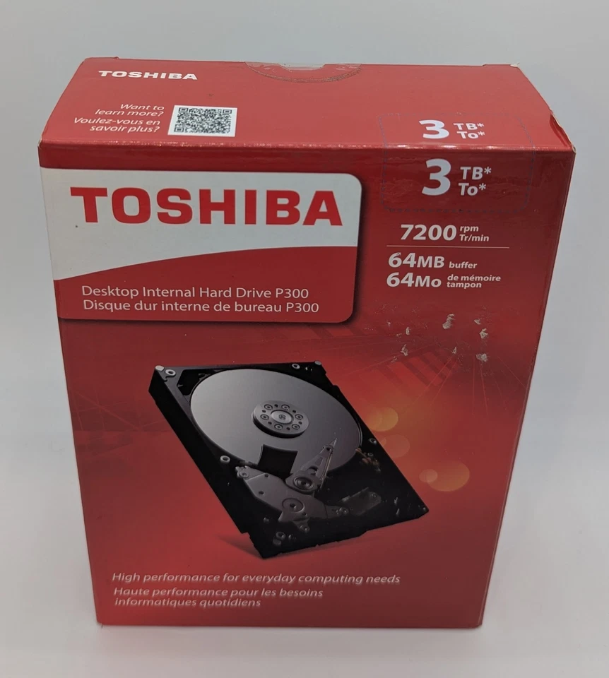 NIB Toshiba P300 3TB Desktop PC Internal 7200 RPM 3.5" (HDWD130XZSTA) Hard Drive - Image 1 of 4