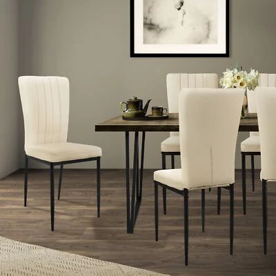 4x silla de comedor tapizada de terciopelo beige claro diseño moderno ergonómico - Imagen 1 de 4