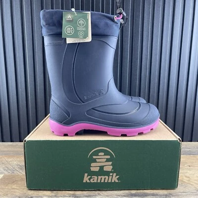 Bota de Nieve Kamik Snobuster 1 Talla 4 Juvenil GS Azul Marino Magenta Aislada Foto 1 de 4