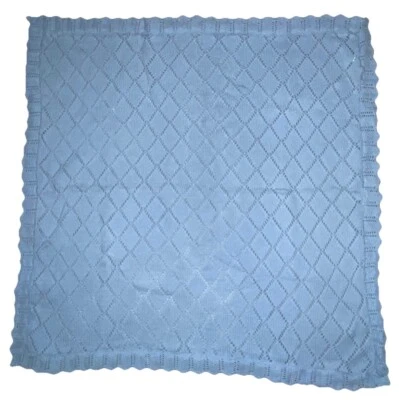 Carters Soft Blue Cotton Knit Baby Receiving Blanket  Ruffle Preemie 27x27” - Image 1 of 4
