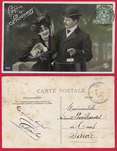 #62132 Frankreich 1907. Paar. Alte Postkarte für den Frühling - Bild 1 von 1