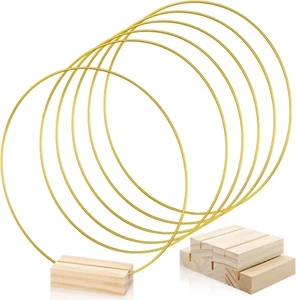 5 PCS 10 Inch Metal Floral Hoop Centerpiece for Table, Metal Wreath Ring with 5 - Picture 1 of 7