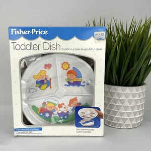 De colección Fisher Price Plato para niños pequeños Ventosa Plato dividido para niños 1990 Barco Tren - Imagen 1 de 7