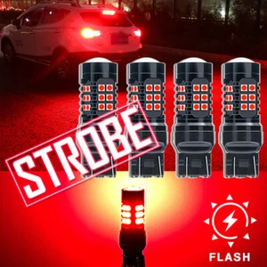 4X 7440 7443 RED Flash Strobe Blinking Brake Tail Stop Light LED Bulb For Honda - Picture 1 of 12