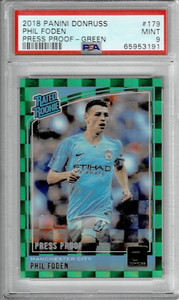 2018 Panini Donruss PHIL FODEN Press Proof Green Rated Rookie  #179 PSA 9 MINT