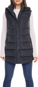 S.E.B Women'S Long Puffer Vest, Quilted Faux down Filled Hooded Vest for Fall an - Picture 1 of 7