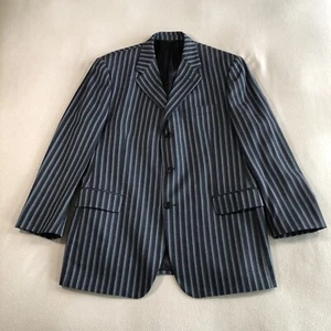 Brooks Brothers Country Club Blazer 43R Blue Striped Wool Silk Made In Italy - Picture 1 of 16