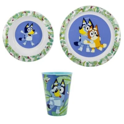 Bluey und Bingo Kinder Geschirr-Set 3 teilig Becher 430 ml Teller Schüssel - Bild 1 von 4