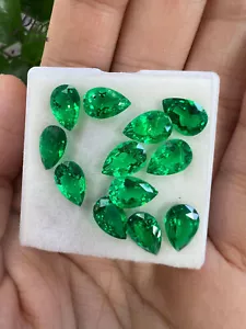 Lab Created Columbia Emerald 0.7~4.7ct Loose Gemstone Pear Shape AGL Certificate - Picture 1 of 15