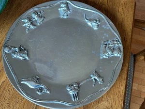 MARIPOSA Large 15 1/2" Aluminum Serving Platter/Cake Plate Birthday Themed Cute - Picture 1 of 5