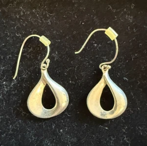 Vintage Sterling Silber 925 Ohrhänger Modernist 60er/70er stilisiert Träne Tropfen - Bild 1 von 6
