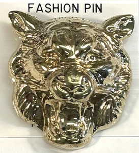 Wildkatze Brosche Anstecknadel in Goldplatte aus Vintage Lager Made in USA by OSC Neu - Bild 1 von 2