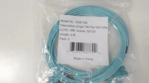 Pack of 2: 2 Meter LC / SC Multimode Duplex 50/125 Fiber Optic Cables - Picture 1 of 4
