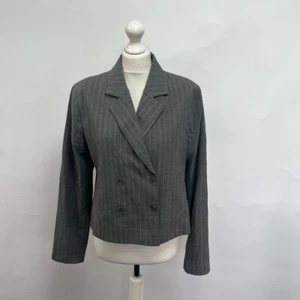 Urban Outfitters Oval Square Independent Pinstripe Blazer. Grey/White. Large. - Picture 1 of 6