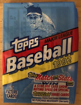 Paquete de béisbol Topps 1992 Steve Chitren Athletics (top) George Bell Cubs (atrás) Foto 1 de 2