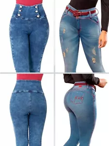 Colombian Capri Jeans Levanta Cola Pantalones de Mujer Cintura Alta LOWLA 239257 - Picture 1 of 12