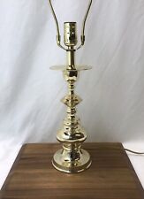 Vtg Mid Century Brass Candlestick Table Lamp Small 24" Art Deco MCM Nautical USA