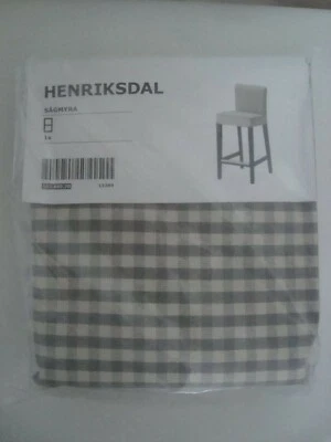 NEW IKEA HENRIKSDAL COVER Bar stool Slipcover Sagmyra Gray Check Grey 902.880.78 - Image 1 of 4