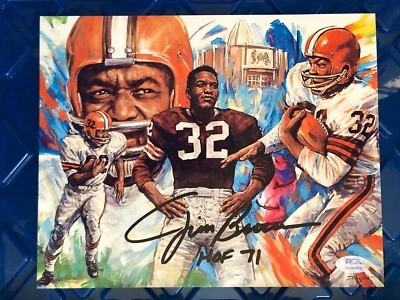 JIM BROWN Autographed PSA Authenticated 8x10 Photo Picture with HOF Inscription! - Image 1 of 3