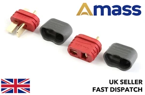 *GENUINE AMASS* Male Female Deans T Plugs Insulated Caps Connectors/Plugs 12v RC - Picture 1 of 20