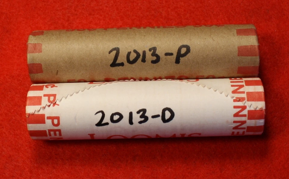2013-P&D Lincoln Shield Cent Penny 2-50 Coin Rolls Uncirculated roll - Image 1 of 1