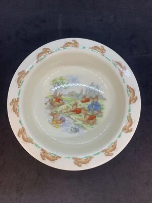 Royal Doulton Bunnykins Playing/River 6" Baby Plate - Albion Shape - Image 1 of 4