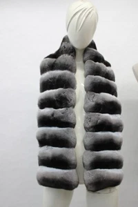 BRAND NEW RANCHED CHINCHILLA & MINK FUR SCARF STOLE SHAWL WRAP WOMAN WOMEN - Picture 1 of 5